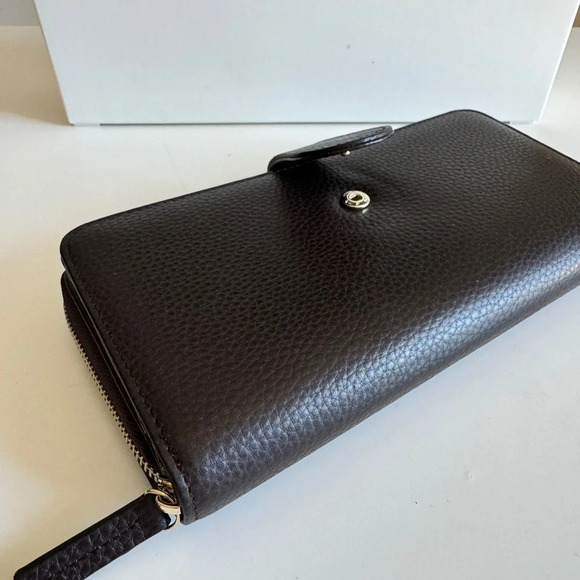 New Genuine Leather Large Wallet Dark Brown with box - Picture 3 of 9